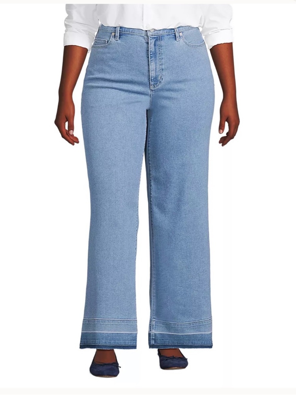 Land’s End Light Blue High-Rise Wide-Leg Womens Jeans